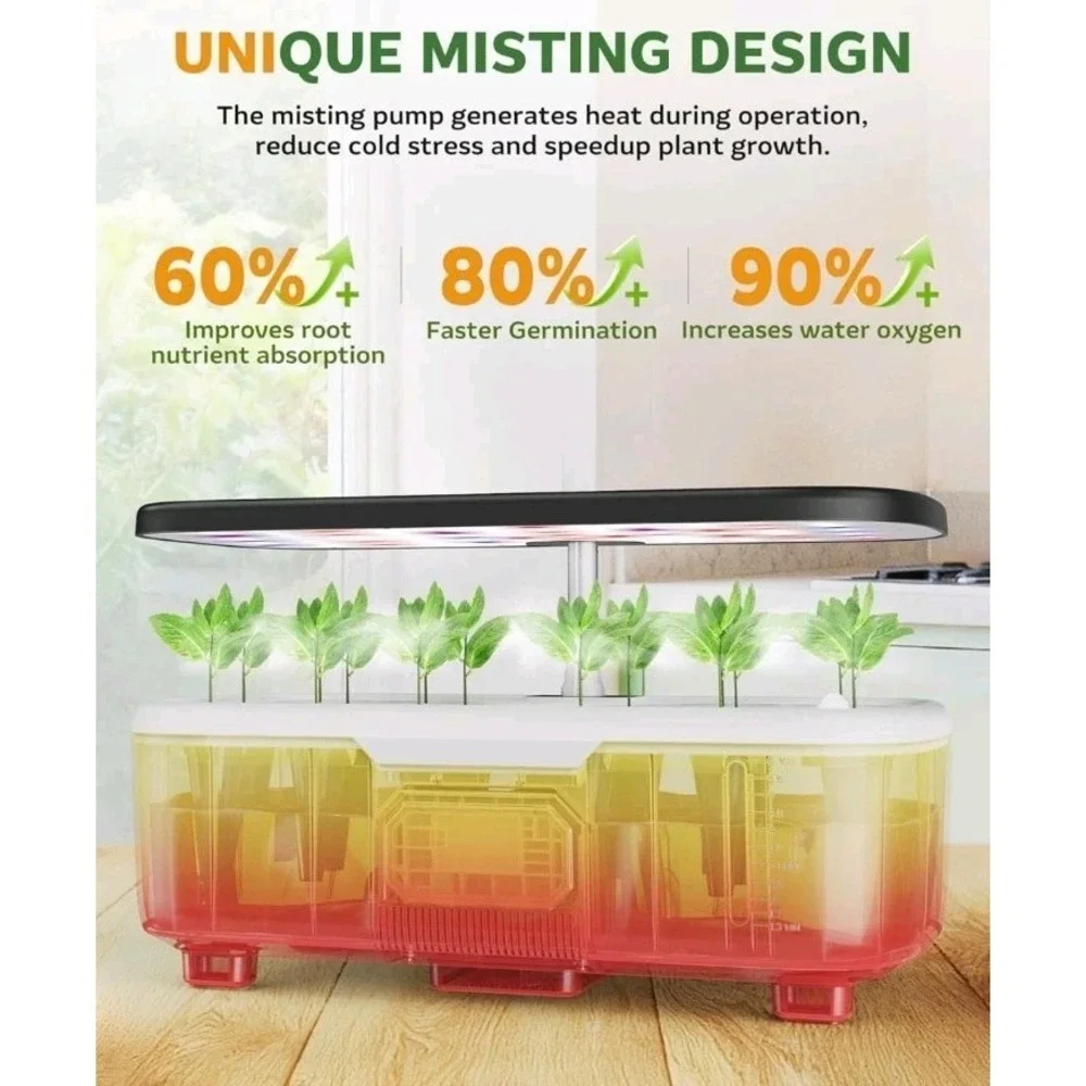 Misting Hydroponic Growing System Kit 15-Pods Indoor Smart Herb Garden Planter w